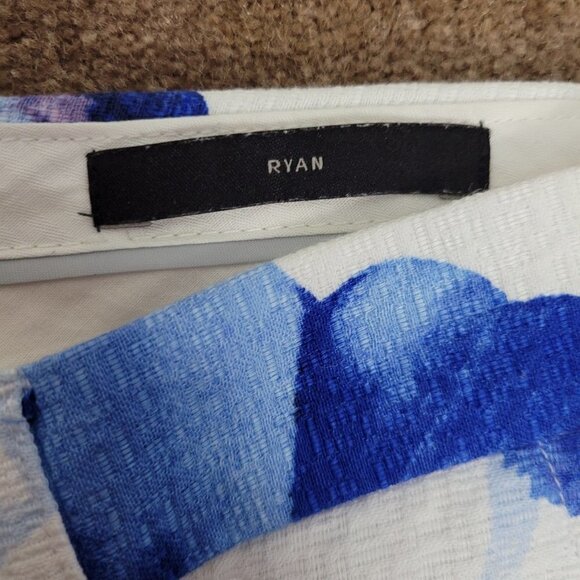 Banana Republic SZ 10 Ryan Fit Textured Painted Floral Slim Straight Pant EUC - Picture 5 of 11